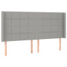 Cabeceira cama c/ abas tecido 183x16x118/128 cm cinzento-claro 2