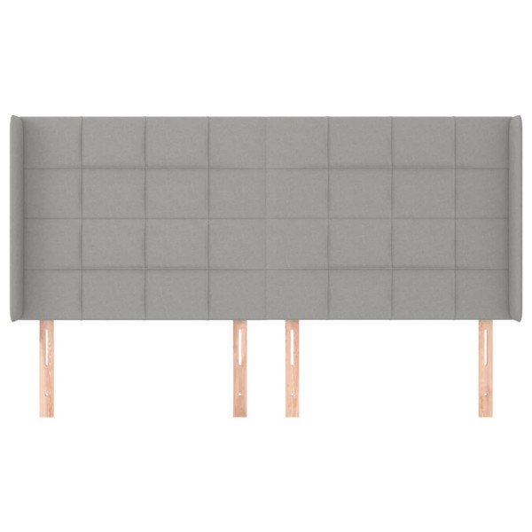 Cabecero con orejas de tela gris claro 183x16x118/128 cm M 3