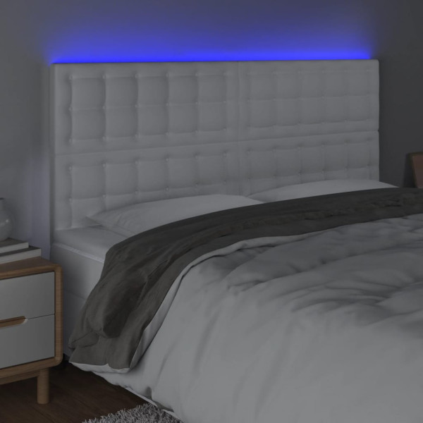 Cabecero con luces LED cuero sintético blanco 180x5x118/128 cm M 3