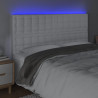 Cabeceira cama c/ LED couro artificial 180x5x118/128 cm branco 3