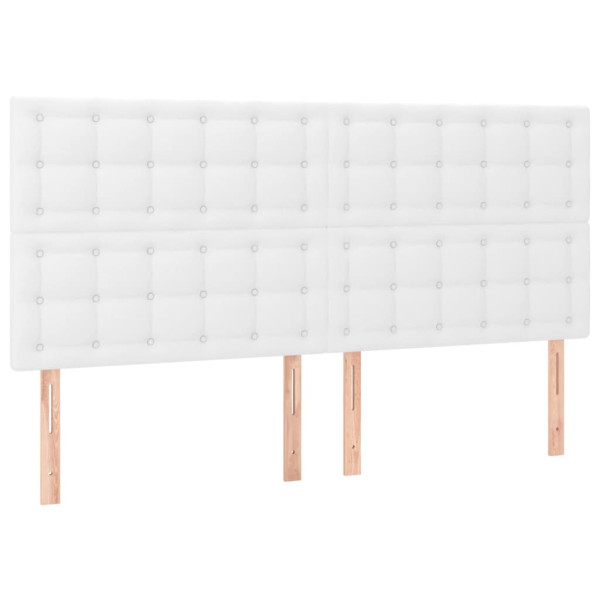 Cabeceira cama c/ LED couro artificial 180x5x118/128 cm branco M 4