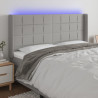 Cabeceira cama c/ luzes LED tecido 183x16x118/128cm cinza-claro 1