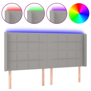 Cabecero con LED de tela gris claro 183x16x118/128 cm H