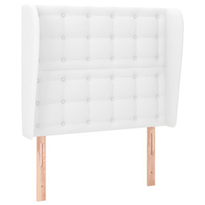 Cabecero con orejas de cuero sintético blanco 93x23x118/128 cm H