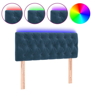 Cabeceira de cama c/ luzes LED veludo 90x7x78/88 cm azul-escuro H