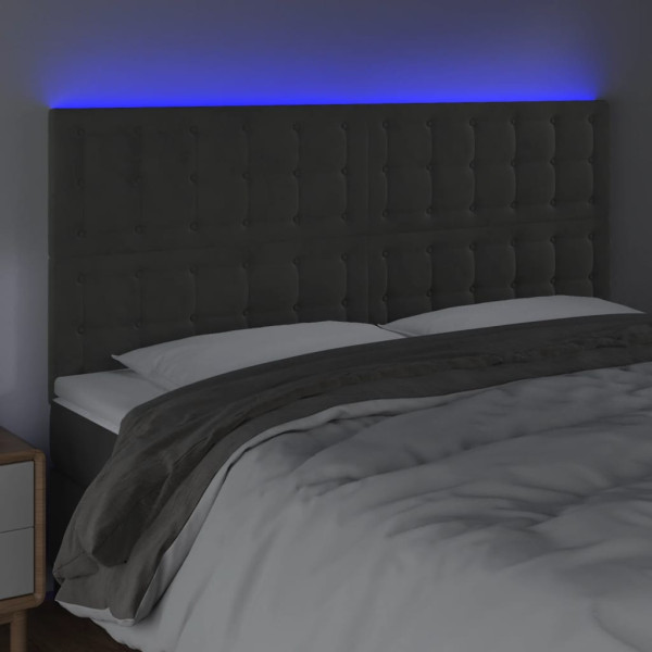 Cabecero con luces LED terciopelo gris oscuro 200x5x118/128 cm M 3