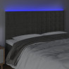 Cabeceira de cama c/ LED veludo 200x5x118/128 cm cinza-escuro 3