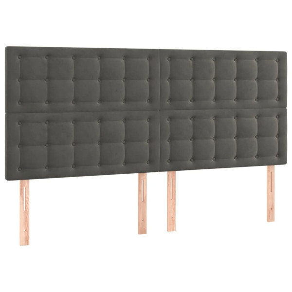 Cabecero con luces LED terciopelo gris oscuro 200x5x118/128 cm M 4