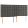 Cabeceira de cama c/ LED veludo 200x5x118/128 cm cinza-escuro 4