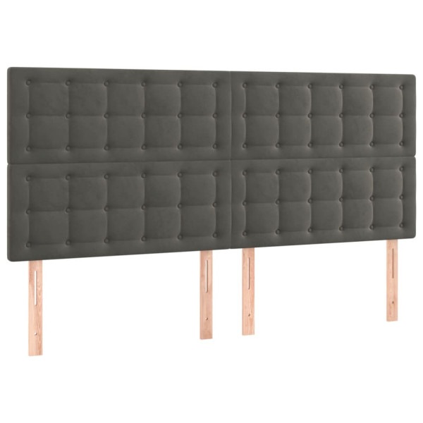 Cabeceros 4 unidades de terciopelo gris oscuro 100x5x78/88 cm M 2