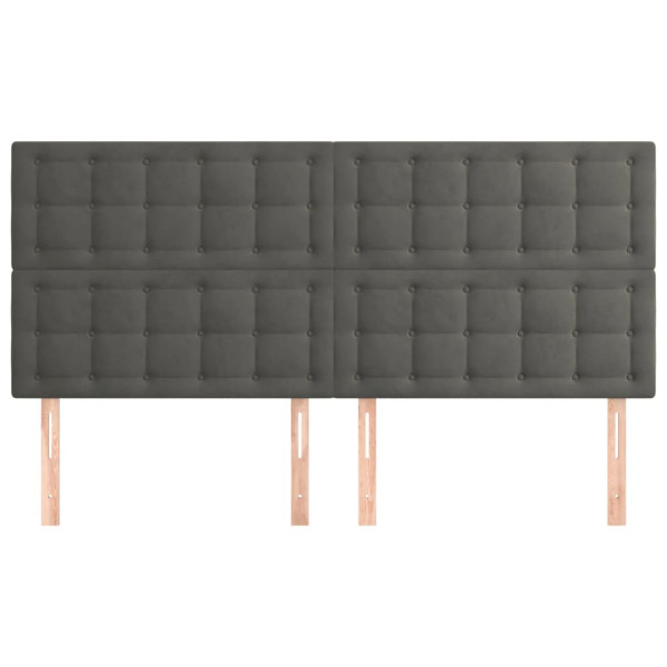 Cabeceros 4 unidades de terciopelo gris oscuro 100x5x78/88 cm M 3