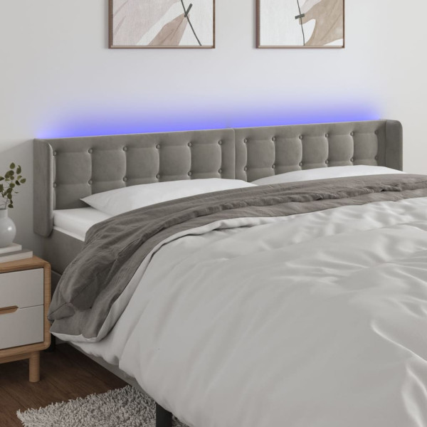 Cabecero con LED de terciopelo gris claro 203x16x78/88 cm D