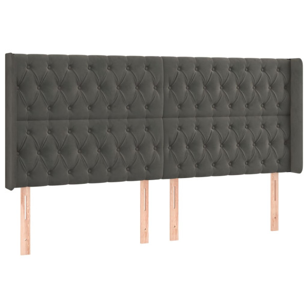 Cabeceira cama c/ abas veludo 183x16x118/128 cm cinzento-escuro M 2