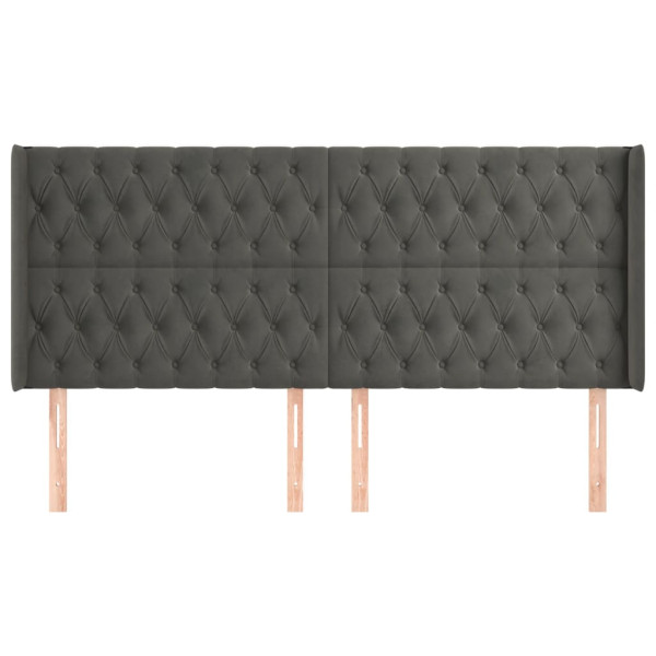 Cabeceira cama c/ abas veludo 183x16x118/128 cm cinzento-escuro M 3