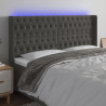Cabeceira de cama c/ LED veludo 183x16x118/128 cm cinza-escuro 1