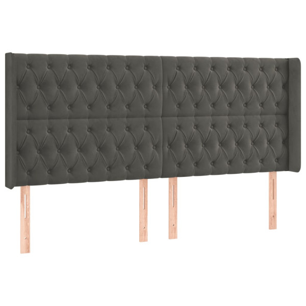 Cabecero con LED de terciopelo gris oscuro 183x16x118/128 cm M 3
