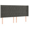 Cabeceira de cama c/ LED veludo 183x16x118/128 cm cinza-escuro 3