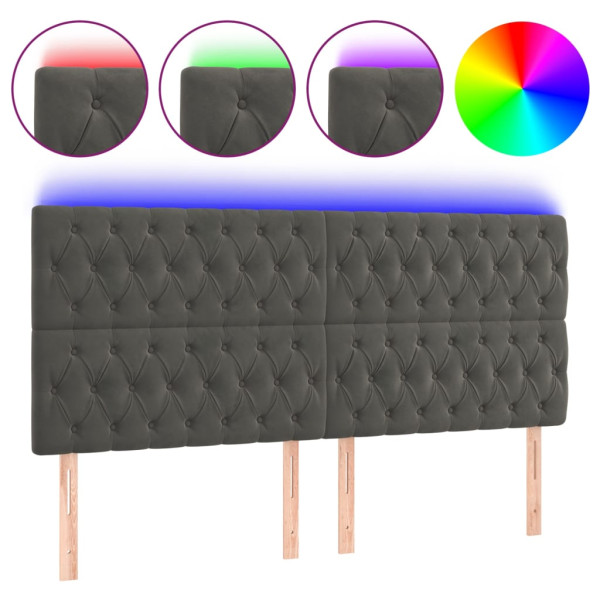 Cabecero con luces LED terciopelo gris oscuro 180x7x118/128 cm M 2