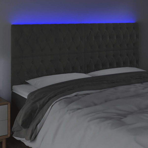 Cabecero con luces LED terciopelo gris oscuro 180x7x118/128 cm M 3