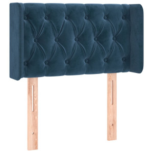 Cabeceira de cama c/ abas veludo 83x16x78/88 cm azul-escuro H