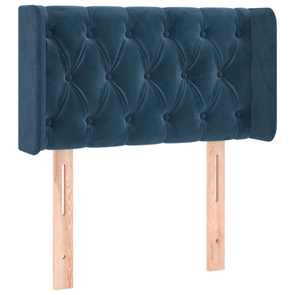 Cabeceira de cama c/ abas veludo 83x16x78/88 cm azul-escuro M 2