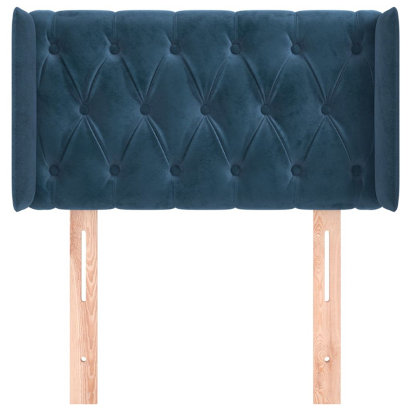Cabeceira de cama c/ abas veludo 83x16x78/88 cm azul-escuro M 3