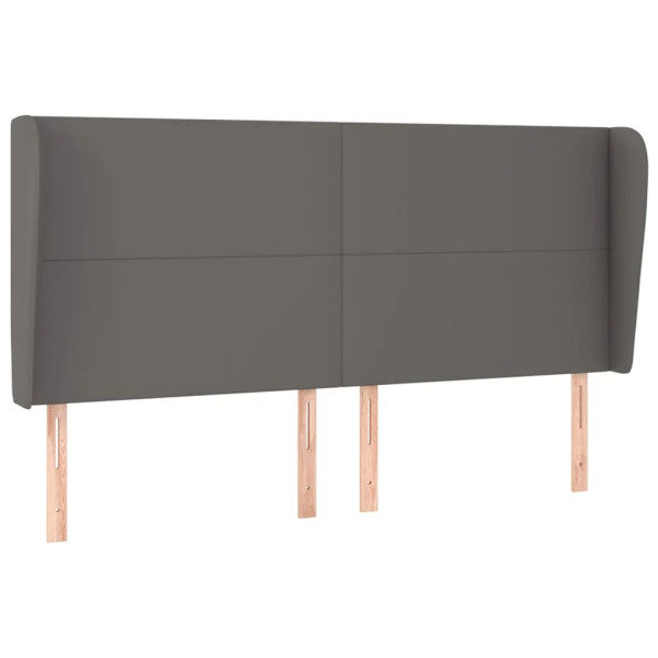 Cabecero con orejas cuero sintético gris 163x23x118/128cm M 2
