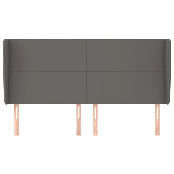 Cabecero con orejas cuero sintético gris 163x23x118/128cm M 3