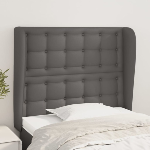 Cabecero con orejas de cuero sintético gris 83x23x118/128 cm D