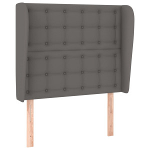 Cabecero con orejas de cuero sintético gris 83x23x118/128 cm H