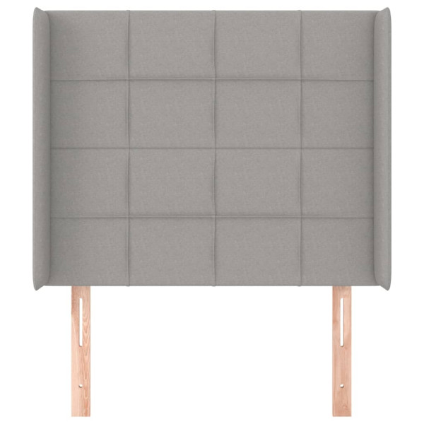 Cabeceira de cama c/ abas tecido 93x16x118/128cm cinzento-claro M 3