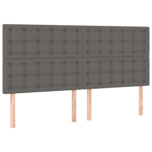 Cabeceros 4 unidades de cuero sintético gris 80x5x78/88 cm H