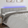 Cabeceira de cama c/luzes LED tecido 180x5x78/88 cm cinza-claro 1