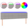 Cabeceira de cama c/luzes LED tecido 180x5x78/88 cm cinza-claro 2