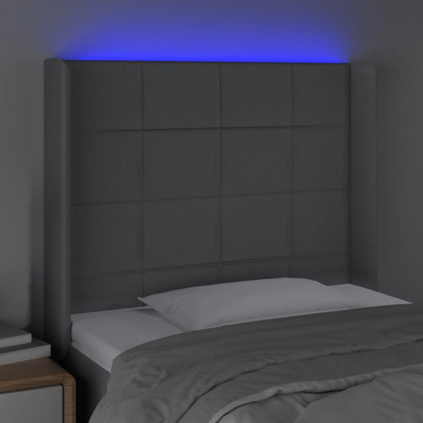 Cabecero con LED de tela gris claro 93x16x118/128 cm M 4