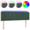 Cabecero con LED de terciopelo verde oscuro 147x16x78/88 cm 2