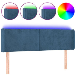 Cabecero con LED de terciopelo azul oscuro 147x16x78/88 cm H