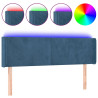 Cabeceira cama c/ luzes LED veludo 147x16x78/88 cm azul-escuro 2