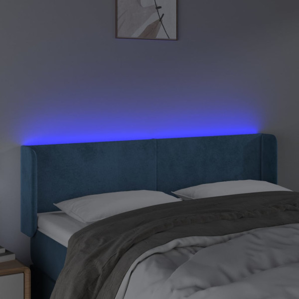 Cabecero con LED de terciopelo azul oscuro 147x16x78/88 cm M 4