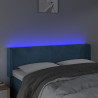 Cabeceira cama c/ luzes LED veludo 147x16x78/88 cm azul-escuro 4