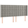Cabecero con orejas de terciopelo gris claro 203x16x118/128 cm 2