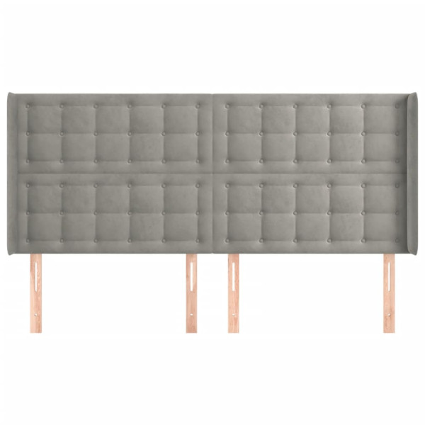 Cabecero con orejas de terciopelo gris claro 203x16x118/128 cm M 3