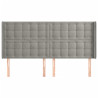 Cabecero con orejas de terciopelo gris claro 203x16x118/128 cm 3