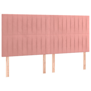 Cabeceros 4 unidades de terciopelo rosa 100x5x78/88 cm H