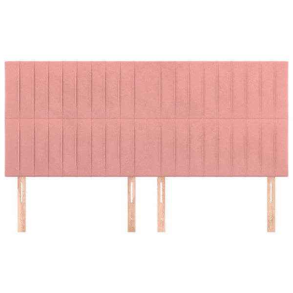 Cabeceira de cama 4 pcs veludo 100x5x78/88 cm rosa M 3
