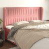 Cabeceira cama c/ abas veludo 203x23x118/128 cm rosa 1