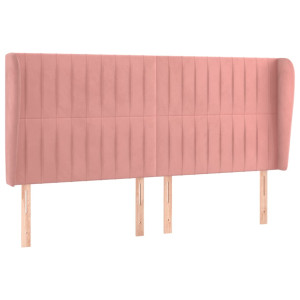 Cabecero con orejas de terciopelo rosa 203x23x118/128 cm H