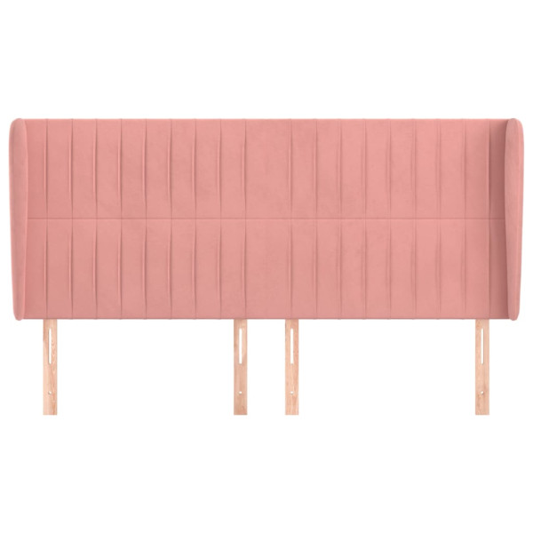 Cabecero con orejas de terciopelo rosa 203x23x118/128 cm M 3