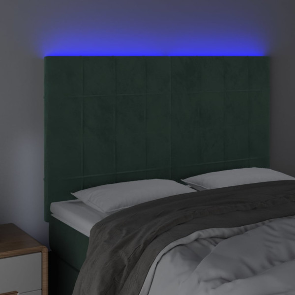 Cabecero con luces LED terciopelo verde oscuro 144x5x118/128 cm M 3