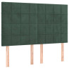Cabecero con luces LED terciopelo verde oscuro 144x5x118/128 cm 4